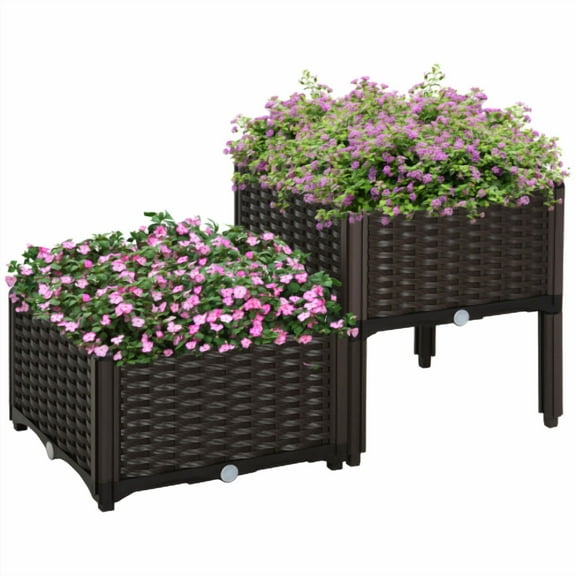 Zateety  Outsunny 2 Piece Raised Garden Bed with Legs, Self-Watering Planter Box Raised Bed to Grow Flowers, Herbs & Vegetables, Gray