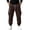 Brown, variant on Men's Straight Fit Cargo Pants Full Elastic Waist Adjustable Drawstring Side Flap & Back Patch Pockets Soft Woven Casual Everyday Pants