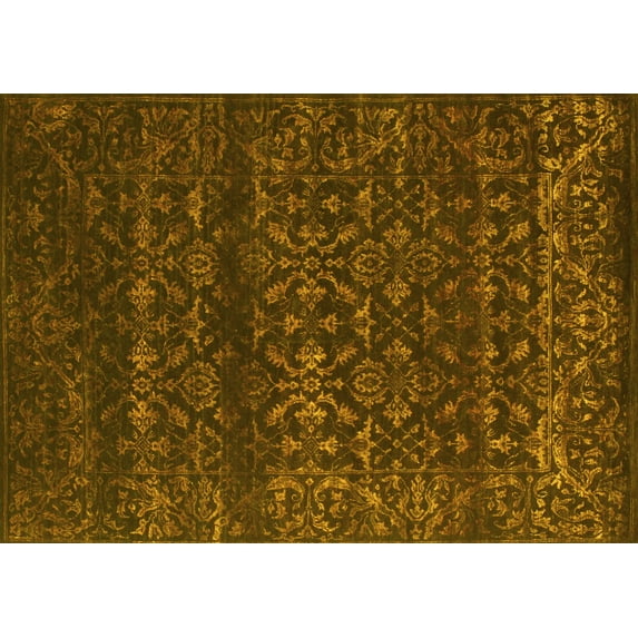 Ahgly Company Indoor Rectangle Abstract Yellow Contemporary Area Rugs, 7' x 9'