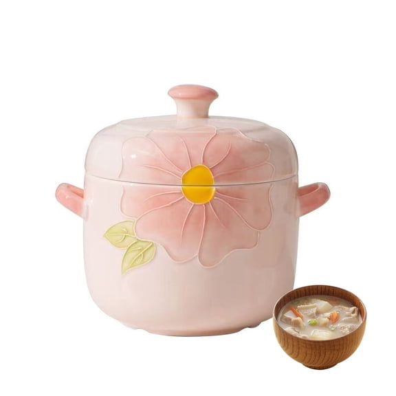 Ceramic Stew Pot with Lid,Cooking Pot Stockpot Japanese-Style, Soup Bowl for Soups and Desserts,Household Steaming Cup Casserole for Home Kitchen