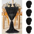 thumbnail image 1 of Black Cheesecloth Table Runner 36x120 Inches 4 Packs Romantic Boho Birthday Table Runner for Birthday Party Decorations Graduation Ceremony Decor, 1 of 15