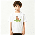 thumbnail image 2 of Capybara Crocodile Boys Graphic Print T-Shirt, Cute Animal Friends Graphic 100% Cotton Kids Short Sleeve Tee, 2 of 5