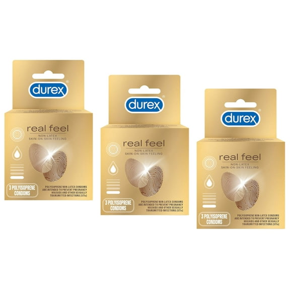 Durex Real Feel Avanti Bare Polyisoprene Non-Latex Condoms, 3 ct (Pack of 3)