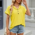 thumbnail image 2 of New Solid Color Button Hooded Short Sleeve T-Shirt - Loose Fit, Casual, 2 of 6