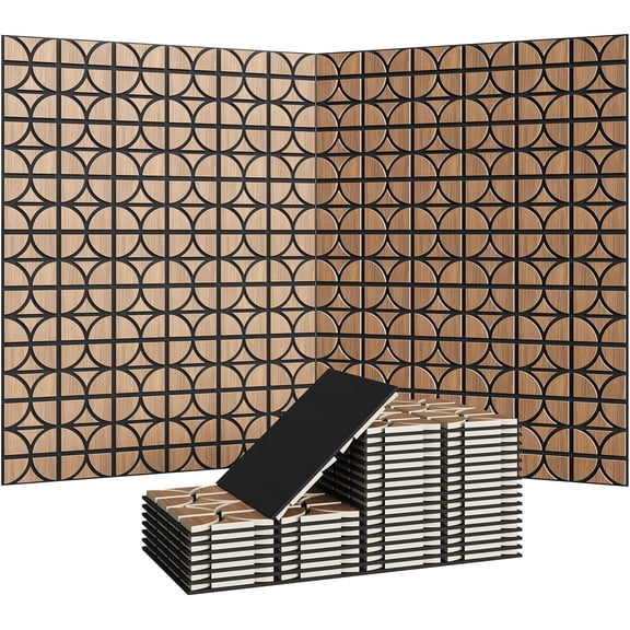 24 Pack 3D Acoustic Wood Panels, 12" x 12"