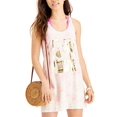 thumbnail image 3 of MIKEN SWIM Women's Pink Tie Dye Lace-Up Back Metallic Scoop Neck Swimsuit Cover Up XS, 3 of 3