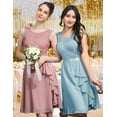 thumbnail image 3 of Women's Cocktail Dresses Prom Wedding Guest Short Bridesmaid Dresses Ruffle Hem Sleeveless Lace Formal Dress, 3 of 10