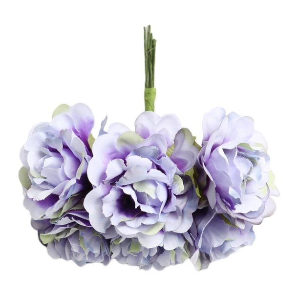 6 Cabezas 3 Cm / 4 Cm / 5 Cm Seda Rosa Estambre Artificial Ramo de Flores para Scrapbooking Boda Decorativa Bricolaje Artesanía Flores Ramo Violeta