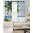 thumbnail image 4 of Ocean Beach Palm Tree Blackout Curtains for Bedroom Living Room, Summer Tropical Island Decor Seaside 96 In Long Thermal Insulated Room Darkening Drapes Grommet Window Treatments, 52 x 96 In, 4 of 9
