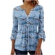 thumbnail image 1 of Blusa de verano para mujer con estampado de pliegues sexy y mangas 3/4 con cuello en V y botones OAVQHLG3B Store  lin121212, 1 of 5