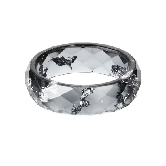 HIJONES Women's Resin Ring Band Acrylic Colorful Stackable Jewelry for Wedding Anniversary Black Size 11