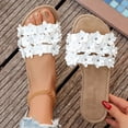thumbnail image 2 of HomeDM Summer Flat Sandals for Women Dressy Flower Comfortable Open Toe Slip On Beach Sandals, White Size 7.5, 2 of 9
