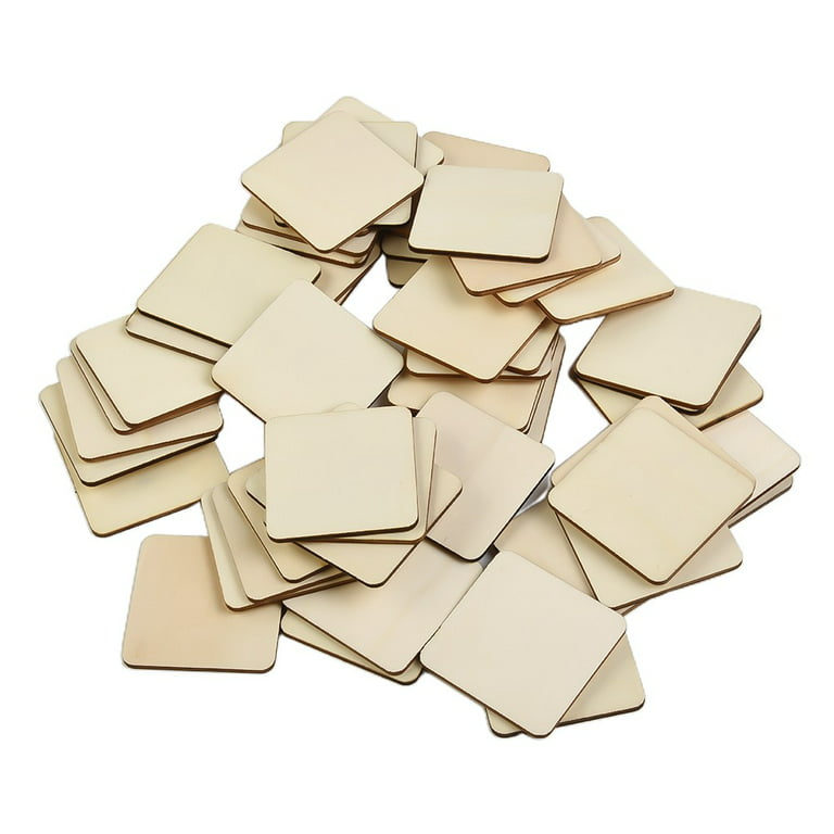 60 Pack Unfinished Wood Pieces 3x3 Inch, Blank Wooden Squares for Crafts,  Cutout Tiles for DIY Coasters, Painting, Engraving