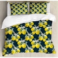 thumbnail image 3 of Floral Duvet Cover Set, Lemon Tree with Flowering Plant Blooms Botany Eco Evergreen Leaves Art, Decorative 2 Piece Bedding Set with 1 Pillow Shams, Twin Size, Olive Green Yellow, by Ambesonne, 3 of 3