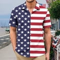 thumbnail image 3 of adaychics Patriotic Hawaiian Shirts for Men American Flag Casual Lapel Short Sleeve Button Up Beach Shirt Daily Wear, 3 of 7