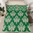 thumbnail image 2 of Manfei Green Damask Flower Bed Sheets, Tribal Hippie Mandala King Sheets, Teen Adult Female Man Sheet Set, Lightweight Room Decor, 4-Piece, 2 of 7