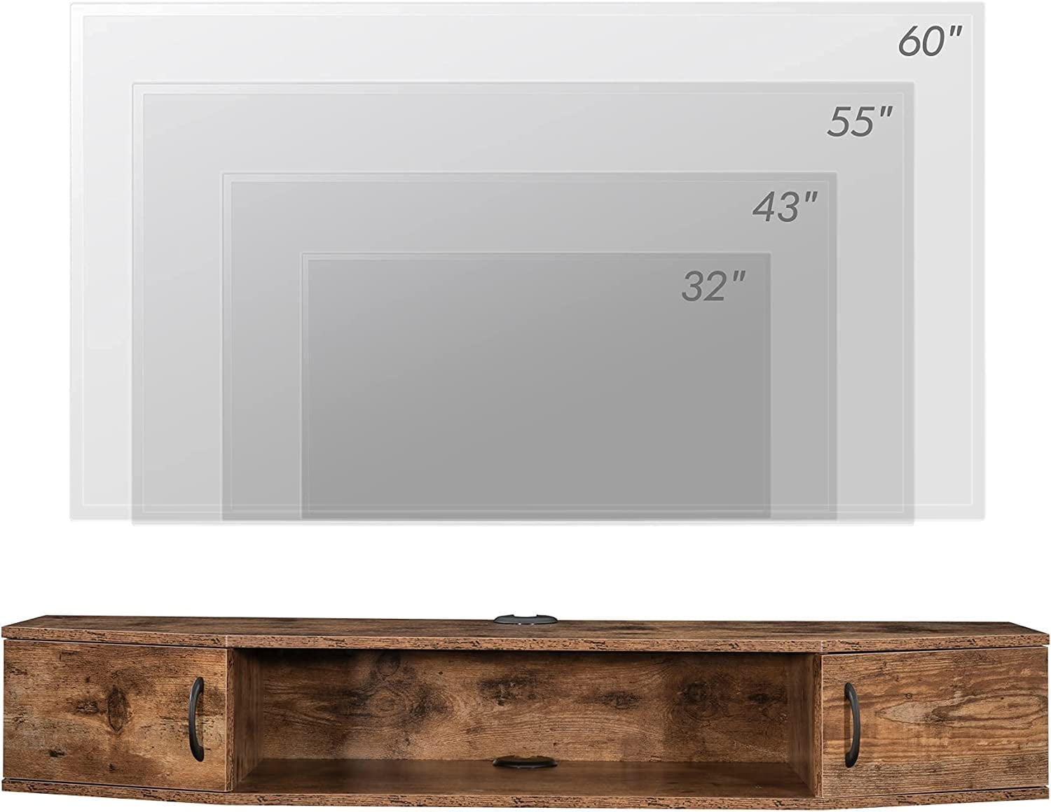 FITUEYES Floating TV Stand, Wall Mounted TV Shlef, Entertainment Center Console Stand with Storage Cabinets for Living Room Bedroom