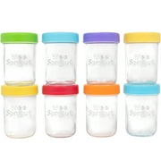 WeeSprout Glass Baby Food Storage Jars w/ Lids (8 oz, 8 Pack Set, Bright Variety)