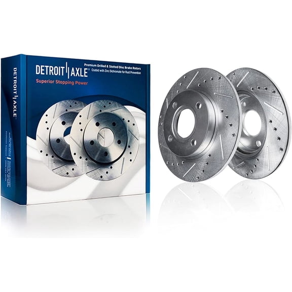 Detroit Axle - Rear Drilled and Slotted Brake Rotors for 2018-2022 Ford EcoSport 2019 2020 2021: 10.67" Rotors