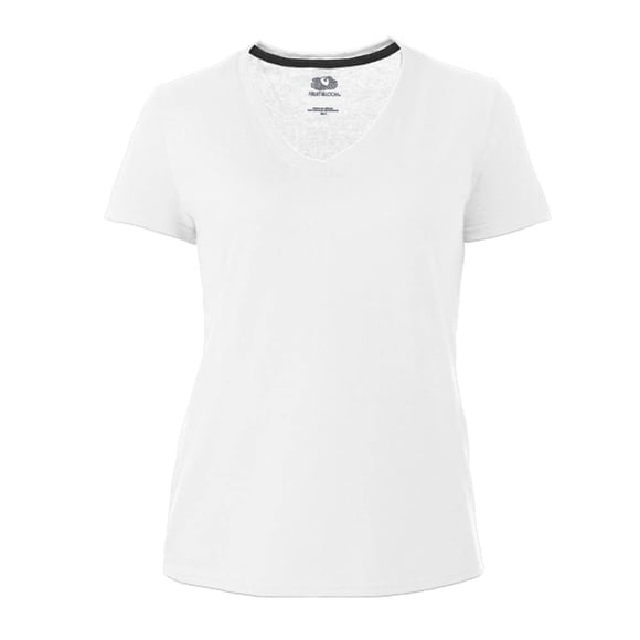 Playera Fruit Of The Loom para Mujer, Cuello V Manga Corta Blanco Talla CH