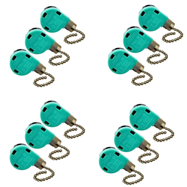 Paquete de 12 Interruptores de Ventilador de Techo 3 Velocidades 4 Cables Oreja ZE-268S6 Interruptor de Cadena de Tracción del Ventilador Control de Velocidad de Repuesto