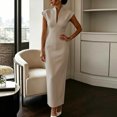 thumbnail image 6 of TEAJOPSUU Women's Dresses Slim Fitted V Neck Cap Sleeve Dresses Formal Business Wedding Guest Party Maxi Dress Khaki, 6 of 8