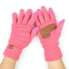 C.C Women Solid Ribbed Glove with Smart Tips (G-20) (New Candy Pink)