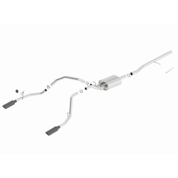 Borla Kit de Système d'Échappement 140537BC ATAK Series Cat Back; Acier Inoxydable T-304; avec Silencieux; Diamètre de Tuyau de 2-3/4 Pouces à 2-1/4 Pouces; Échappement Simple avec Double Sortie; Sortie Arrière Divisée