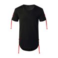 thumbnail image 2 of Hombres manga corta sólido casual personalidad encaje cuello redondo pulóver camiseta blusa tops Pompotops oipoqjl6650, 2 of 9