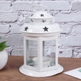 thumbnail image 2 of EeaseMX Candelabro portátil de hierro forjado hueco, lámpara de viento, farol de hierro para decoración de mesa de fiesta y hogar (blanco), 2 of 7