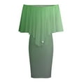 thumbnail image 5 of Gray Green Gradient Women's Off The Shoulder Ruffles Summer Wedding Guest Loose Casual Party Beach Dress, 5 of 9