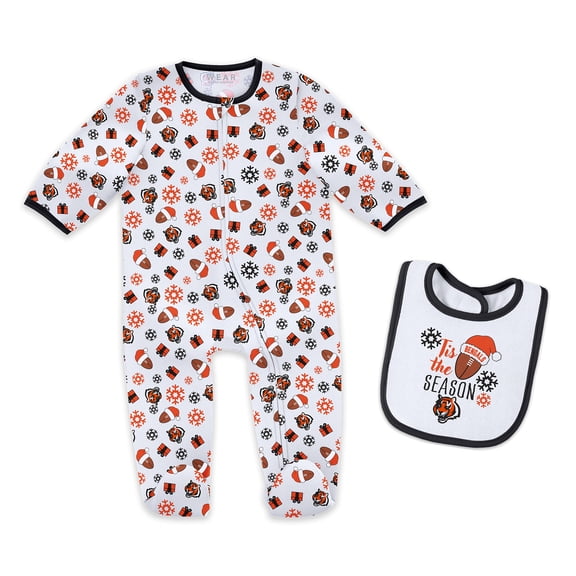 Infant & Newborn WEAR by Erin Andrews Cincinnati Bengals Holiday Full-Zip Sleeper & Bib Set
