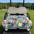 thumbnail image 2 of Yuyamidu Pink Hibiscus Golf Cart Seat Covers Palm Leaves Golf Cart Seats Towel Blanket with 4 Front Pockets Tropical Golf Cart Rear Seat Covers for Club Car and More 2-Seats Carts, 2 of 8