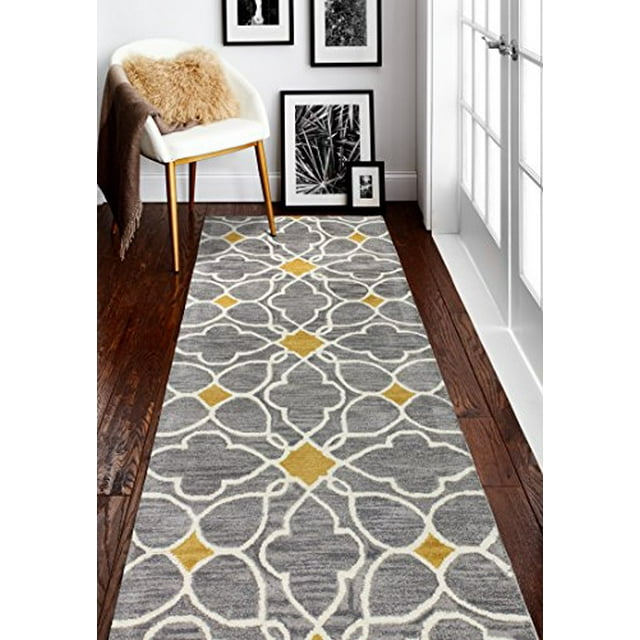 Bashian Tapis d'Appoint 100% Laine Touffeté à la Main Chelsea collection ST261, 2.6 x 8, Gris