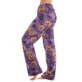 thumbnail image 2 of Watercolor Spiderweb Halloween Pajama Pants for Women, Fuzzy Lounge Bottoms with Pumpkin & Ghost Print, Soft Elastic Waist Flannel Sleep Trousers, 1 Pair Yellow XXXL, 2 of 6