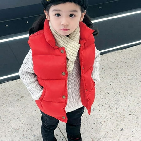 

ZHUASHUM Toddler Jacket Child Baby Boys Girls Sleeveless Winter Solid Vest Outer Outwear Outfits Clothes
