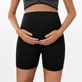thumbnail image 5 of Crunowin Women's Maternity Shorts, Belly Lift & With Pockets High-Waisted Solid Color Workout Shorts Black XXL, 5 of 5