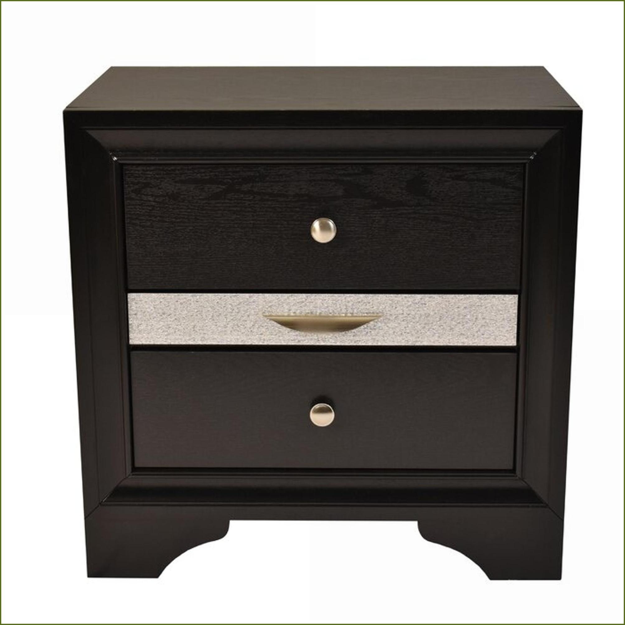 Bedroom Set for Master/Guest Room, Traditional Queen 4 PC Storage in Black Engineered Wood | Black | Wood