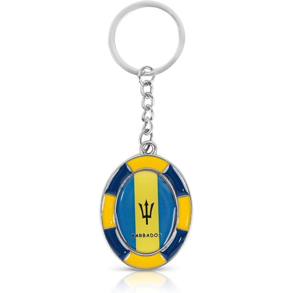 SandT Collection Caribbean Flag Durable Metal Oval Keyring Keychain