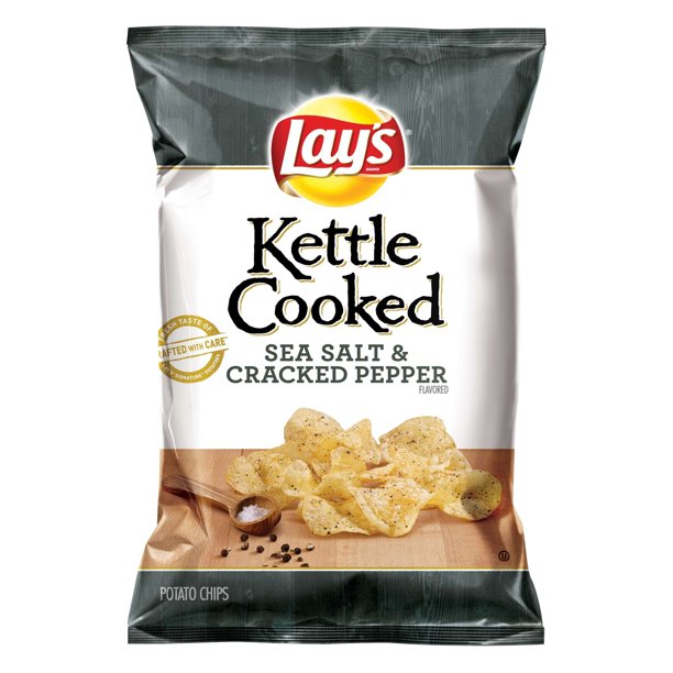 Lay's Kettle Cooked Potato Chips, Sea Salt & Cracked Pepper, 2.75 oz