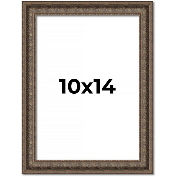 10x14 Ornate Brown Real Wood Picture Frame Width 1.5 Inches | Interior Frame Depth 0.5 Inches |