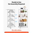 thumbnail image 2 of KFFKFF 5-Tier Foldable Storage Shelf, 28 W x 15 D x 64 H Inch Metal Rack Shelving Unit, Durable Organizer with Wheels & Hooks for Pantry, Kitchen, Garage, Basement, White, 2 of 9