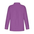 thumbnail image 7 of Womens Plus Size T-Shirts, Long Sleeve Shirts for Women Lightweight Casual Cotton Linen Solid Color Lapel Button Down Dressy Blouses S-5XL, 7 of 7