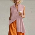 thumbnail image 3 of TGSLY Women's Mandarin Collar Tank Tops Lightweight Soft V Neck Button-Down Sleeveless Shirts Oversized Fit High-Low Hem Solid Color Tunic Blouses XL, 3 of 10