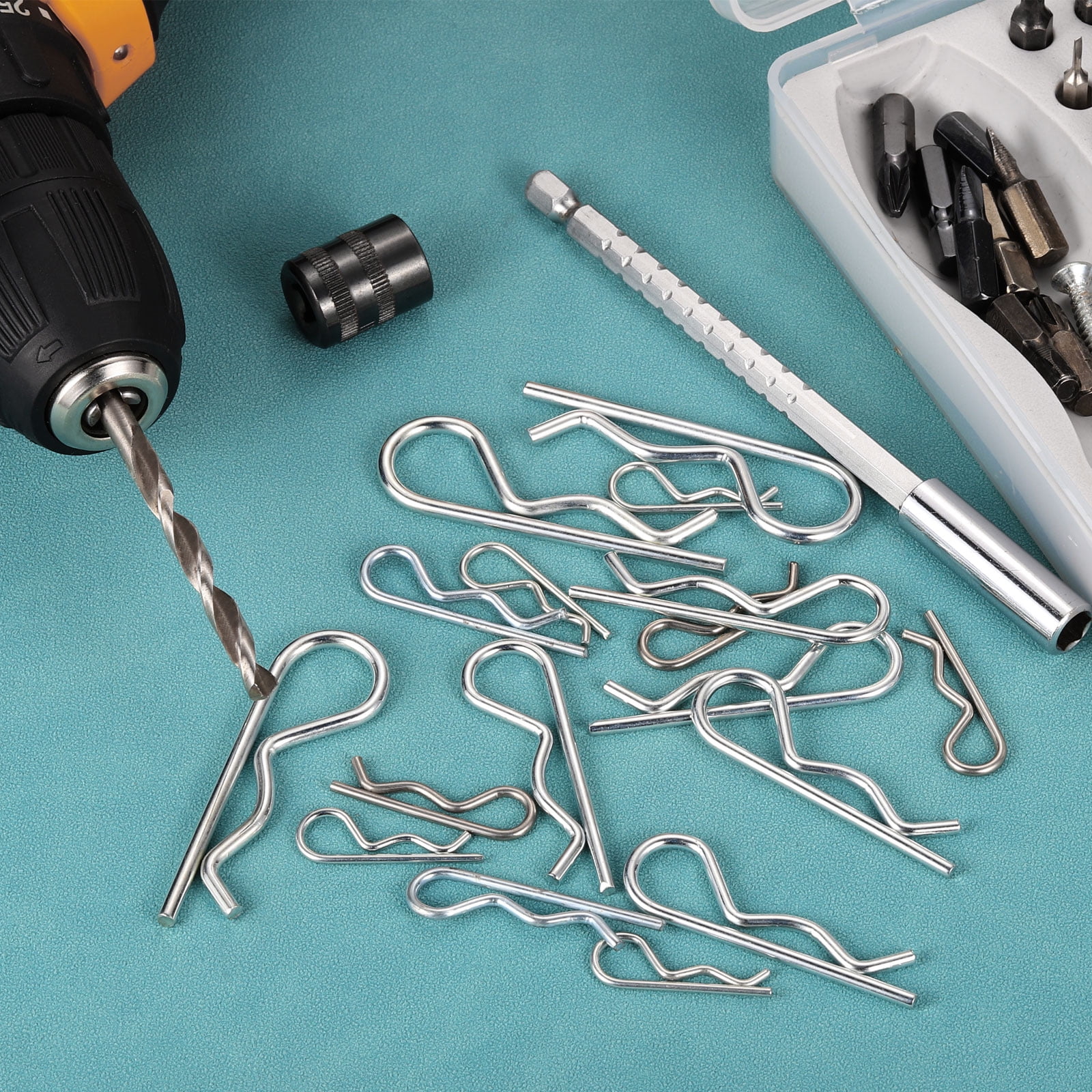 Uxcell 4 mm x 78 mm Cotter Pins Spring Fastener, Hitch Pin Retaining Pin R Clip Hairpin 304 Stainless Steel Silver Tone 20Pcs