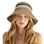 Whiteleopard Women Wide Straw Panama Hat,Foldable Fedora Beach Sun Hats for Women