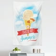 thumbnail image 1 of Ice Cream Cone Tapestry, Taste of Summer Ribbon Lettering Cream Dairy Design Illustration, Fabric Wall Hanging Decor for Bedroom Living Room Dorm, 5 Sizes, Pale Blue Beige Coral, by Ambesonne, 1 of 1