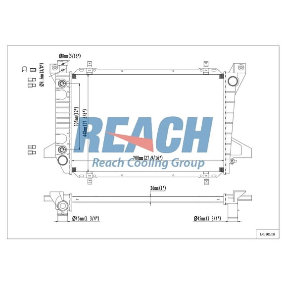 REACH 41-1453 Radiator for BRONCO 85-96/F-Series 85-97, Automotive Radiator Replacement Part