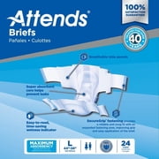 Attends Dermadry Breathable Briefs, Large, 24 Count, 3 Pack