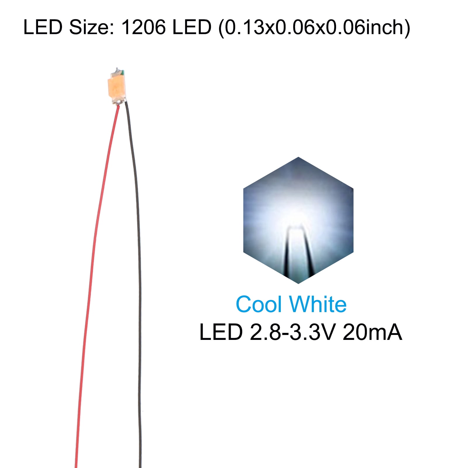 Unique Bargains Pre-Wired Pre-soldered Micro LED for Model Building 1206 LED